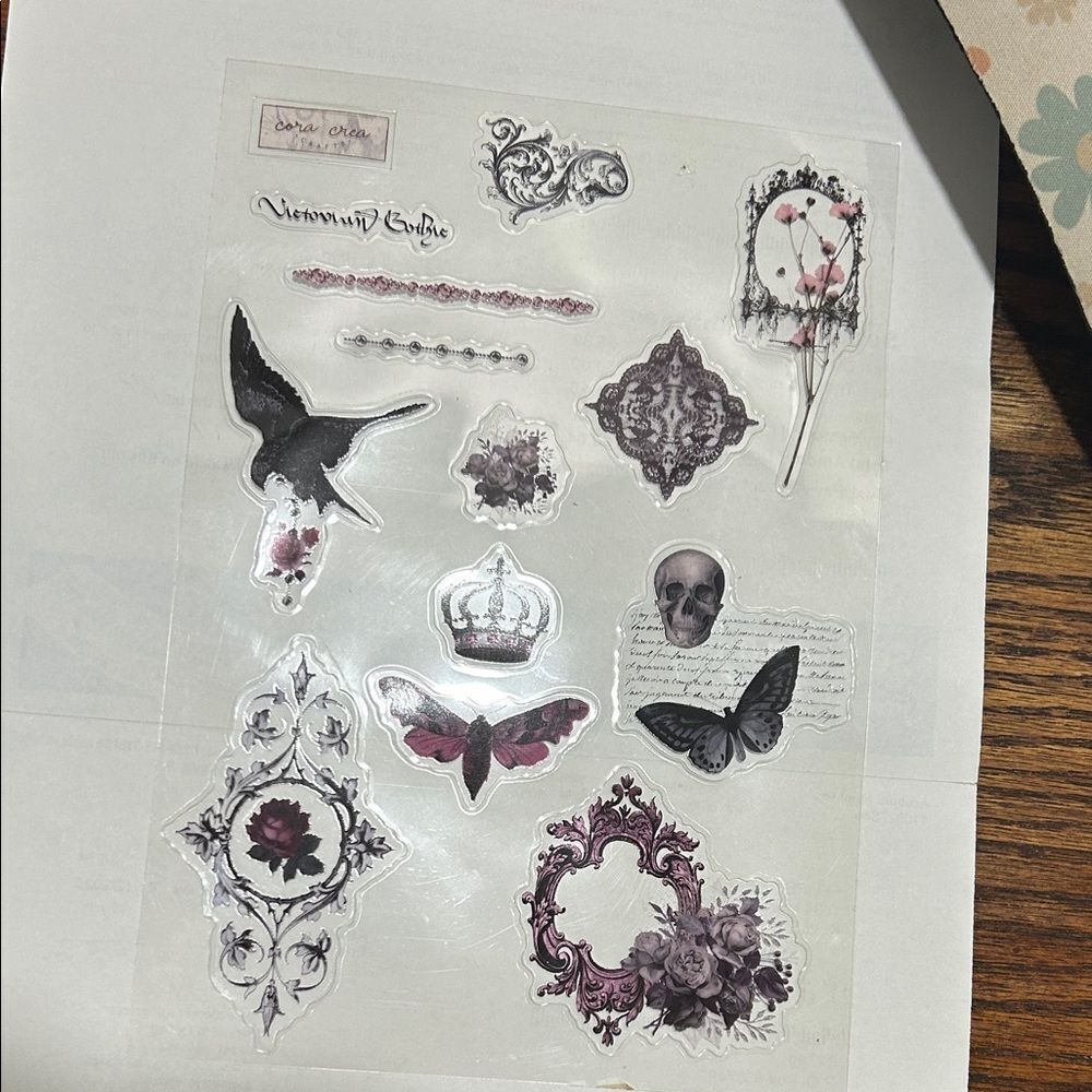 Cora Crea Crafts Decorative Gothic Sticker Set - Black and Purple new